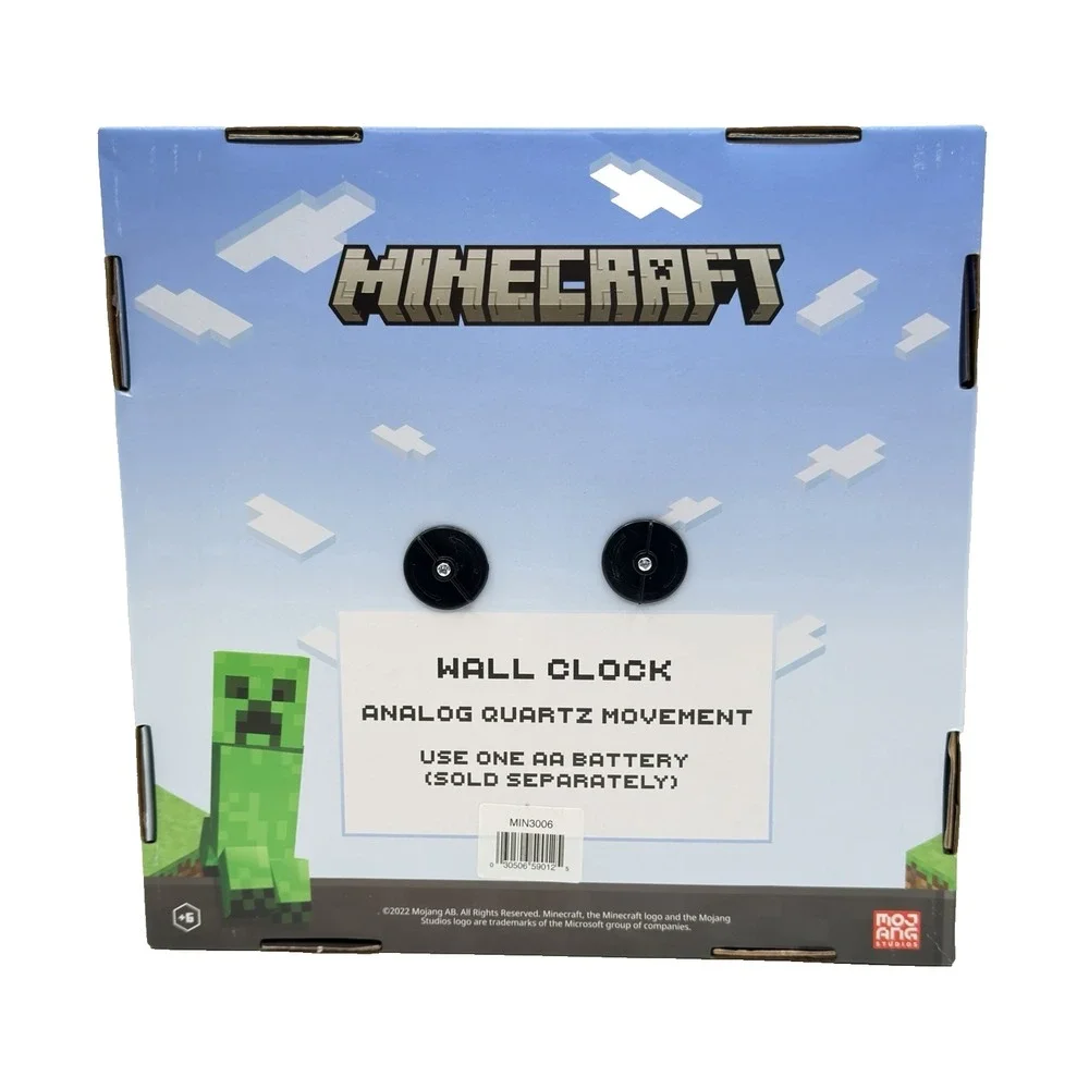 Minecraft Enderman Purple Block Square Analog Quartz Wall Clock New In Box